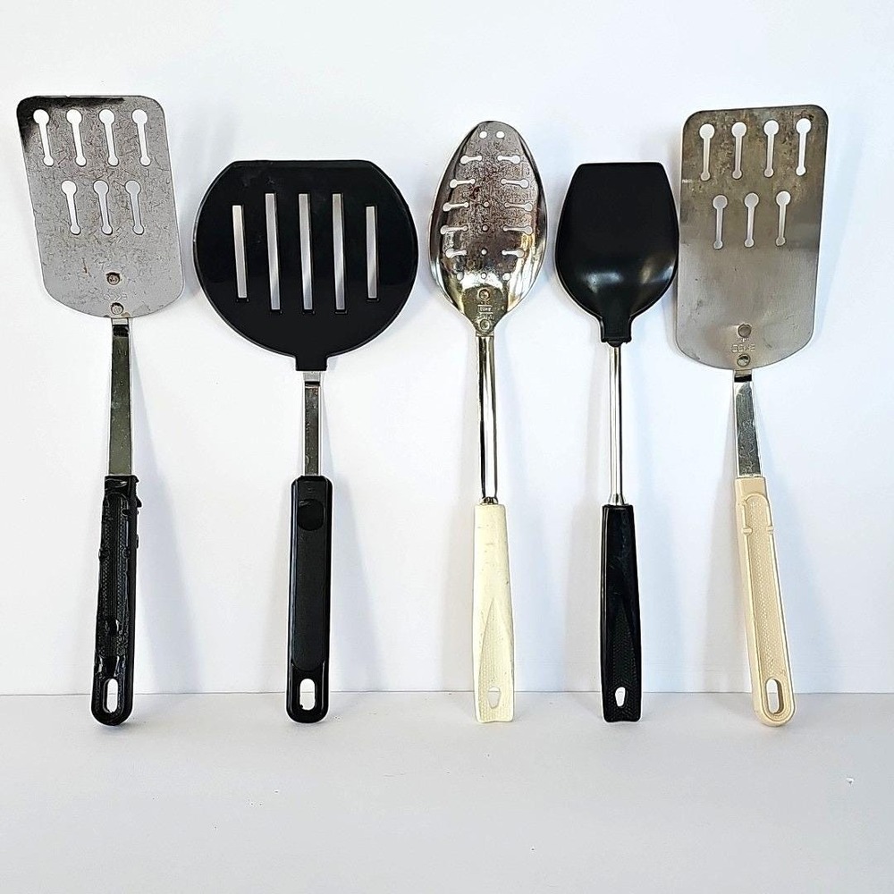 Vtg Ekco Spatula Spoon Keyhole Slotted Chromium Plated Nylon Flipper Retro 1947